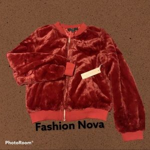 Fashion Nova furry red jacket
